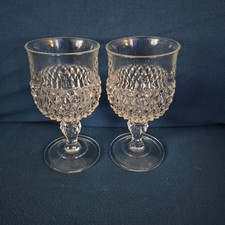 Lot Of 2 Indiana Diamond Point Goblet 5 1/4" 4 Oz Clear Vintage Water Wine