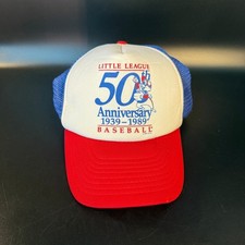 Vintage 1989 Little League Baseball 50th Trucker Hat Snapback Red Blue