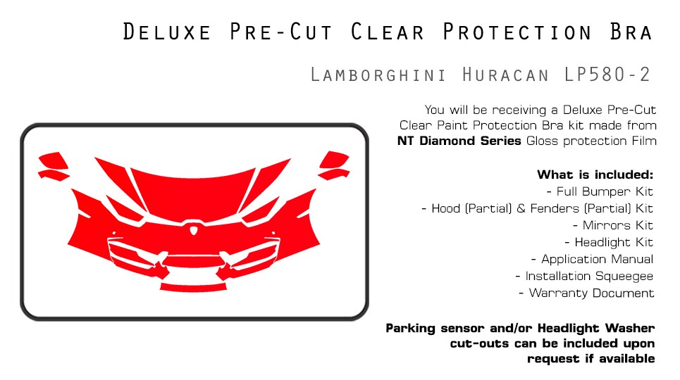Lamborghini Huracan LP580-2 2017-2019 PreCut Paint Protection Film Clear Bra PPF
