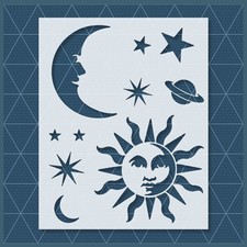 Sun Moon Celestial Stencil   Stars Planet Astrology Cosmic Boho Zodiac