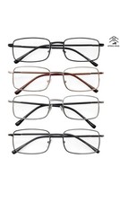 Black Metal Full Rim Rectangular Eyeglass Fra...