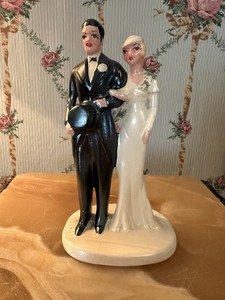 1940s Vintage Bride and Groom Cake Topper  For Your wedding cake. 7” Tall