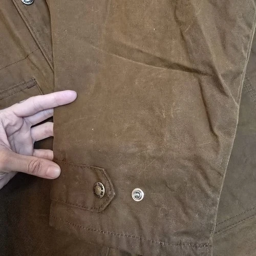 Vintage Filson Cover Cloth Mile Marker Coat XL Brown Waxed Jacket Made In USA image 7