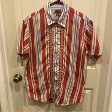 Tommy Hilfiger Red Label Mens Large Short Sleeve Stripe Embroidered Shirt