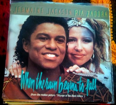 Jermaine Jackson/Pia Zadora, When The Rain Begins To Fall ~ 1984 Curb wlp 45 +PS