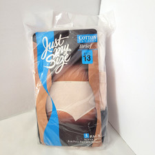 Just My Size JMS Brief Panties 3 Pr 100 Cotton Vtg 1995 NOS Sz 13 Black Tan Wht