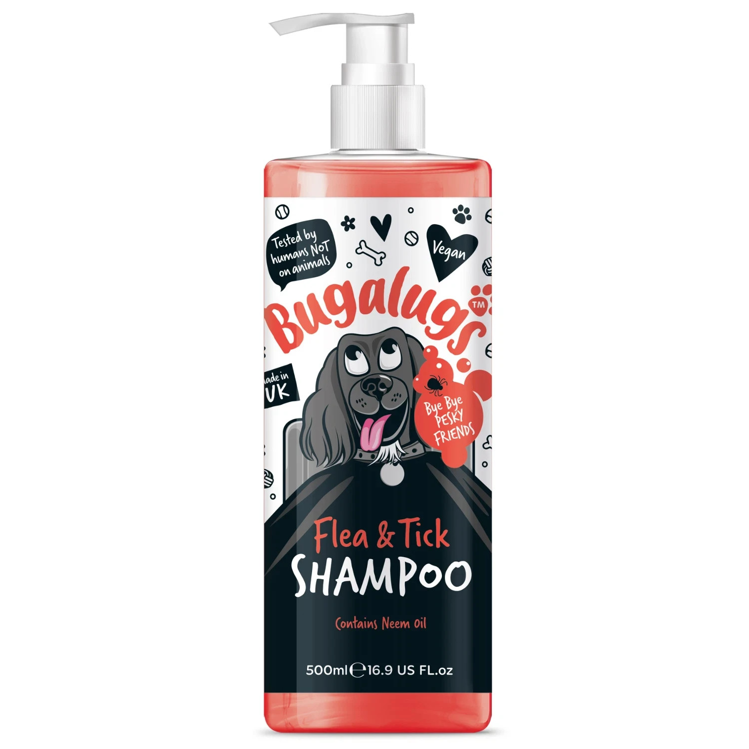 500ml Bugalugs Flea Dog Shampoo for Dogs, Fleas, Ticks & Mites
