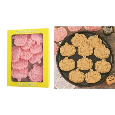 10Pcs Halloween Cookie Cutters and Stamps for DIY Pumpkin Party Molds Halloween