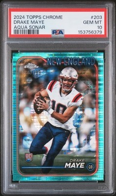 2024 TOPPS CHROME AQUA SONAR #203 DRAKE MAYE 186/199 PSA 10