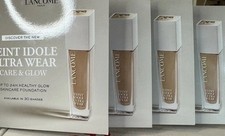 Tarjeta de muestra 4x Lancome Teint Idole Ultra Wear Care & Glow Foundation 4 tonos