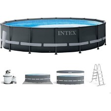 INTEX - Piscina XTR Ultra Frame 488X122 cm Rotonda, Pompa a sabbia, scaletta, te
