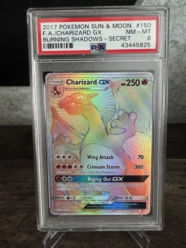2017 Pokemon Burning Shadows Secret Charizard GX #150 PSA 8 Near Mint-Mint New
