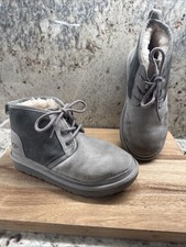UGG Charcoal Gray Suede Two Toned Winter Ankle Boots/Shoes Size 3 Youth GUC