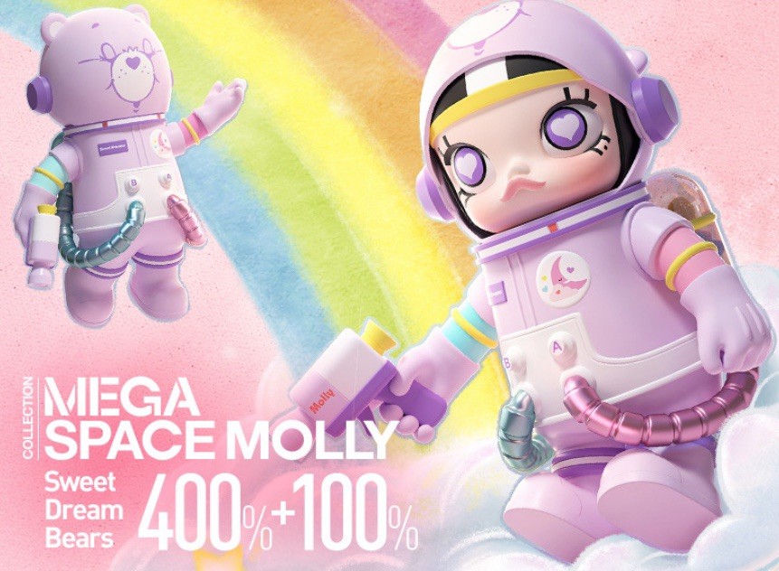 Pop Mart Mega 400% Space Molly + 100% Sweet Dreams Bears authentic