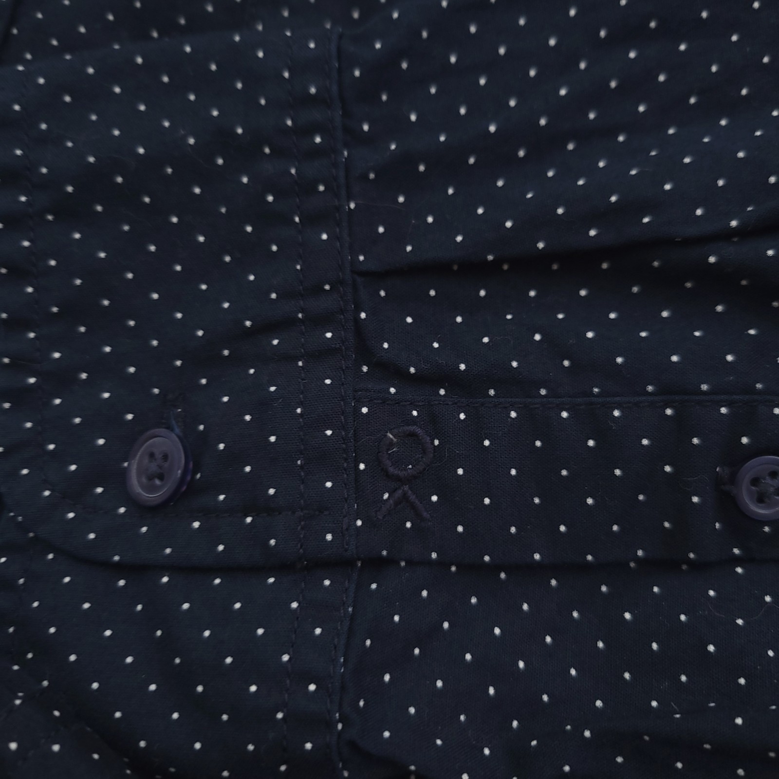 Outerknown Shirt Mens Large Blue Polka Dot Organic Cotton Button Up Casual