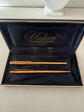 Vintage Caran d'Ache Madison Gold Plated fountain pen matching ball point pen