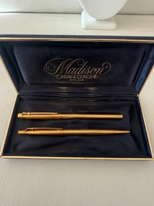 Vintage Caran d'Ache Madison Gold Plated fountain pen matching ball point pen