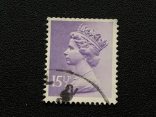 GB 1982 X907 QEII MACHIN 15½P PALE VIOLET WITH 2 SIDE BANDS - USED
