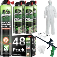 Sprayman Spraycoat Fire Rated Closed Cell Insulation Foam 27.1oz 48 Pack Gun Set