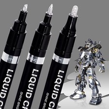 3PK Liquid Chrome Markers Set, Permanent Mirror Pens for Plastic, Metal, Art