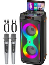 Karaoke Machine, Portable Outdoor Speaker with 2 Wireless Microphones, PA Sys...