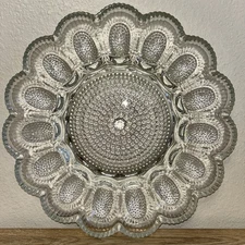 Vintage 11" Clear Hobnail Indiana Glass Deviled Egg Platter Plate Holds 15 Eggs