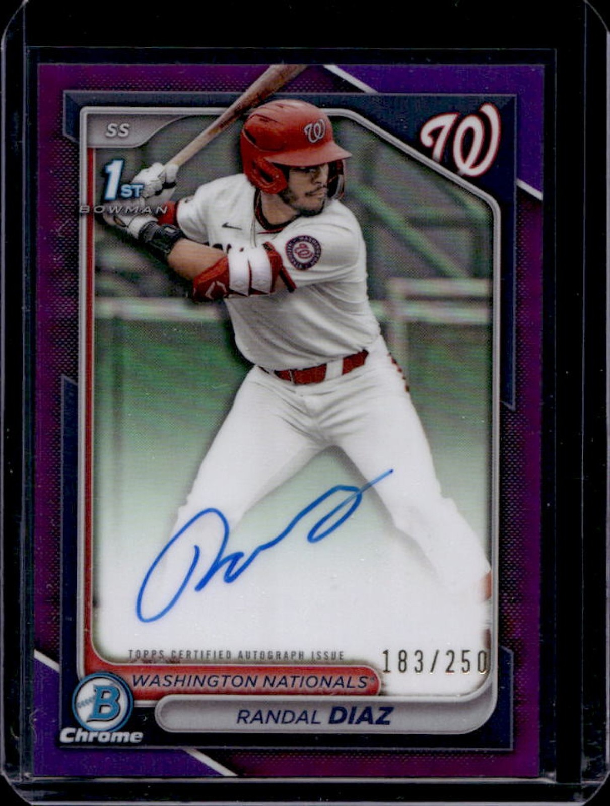 2024 Bowman Draft Randal Diaz Chrome Auto Purple Refractor 1st #/250 Nationals