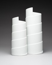 Vaso porcellana opaca Marcello Morandini ROSENTHAL DUO spirale vintage anni 80 chic