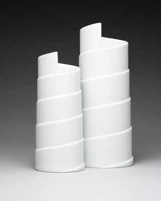 Marcello Morandini ROSENTHAL Matte Porcelain Vase DUO  Spiral Vintage 80s Chic