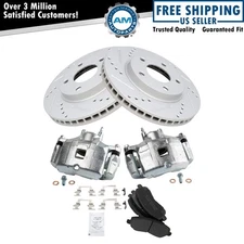 Front Brake Calipers Pads & Drilled Rotors For 2008-2016 Mitsubishi Lancer