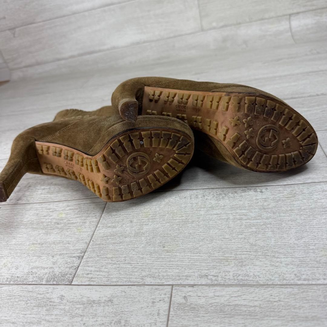 GUCCI Short Boots Shoes EU 37 US 7 Suede Brown Authentic thumbnail 15
