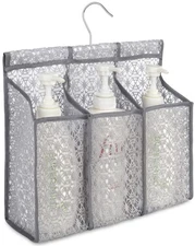 Hanging Lace Mesh Shower Caddy College with Hooks & 3 Pockets, Bath Baskets O...