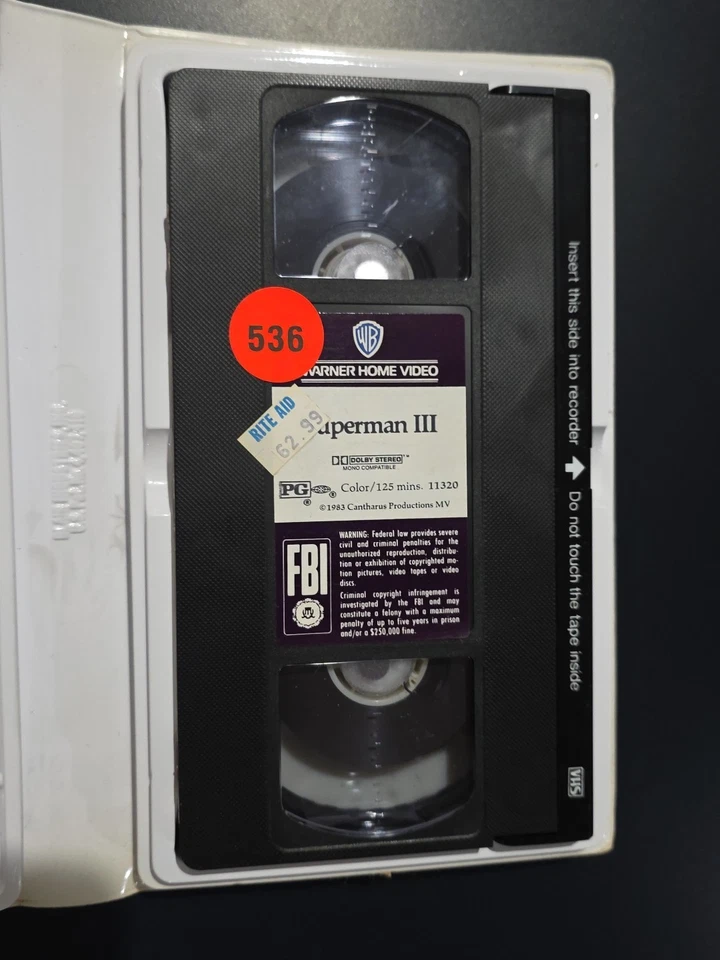 Vintage 1983 Superman III (3) VHS Rare Clamshell Warner Home Vd By Richard Pryor Foto 4 de 4