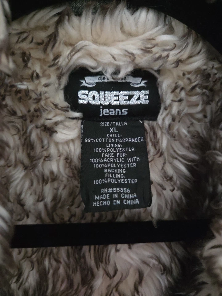 Womens Vtg Y2k Squeeze Jeans Faux Fur Lined Jean Denim Jacket Sz Xl - Image 2 of 4