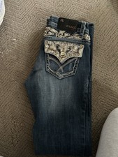 Grace in LA Womens Jeans Embellished Bootcut Size 3/25 Rhinestone Bling Flaw