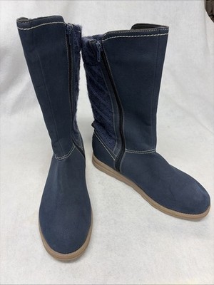 MUK LUKS Women's Stacy Mid Calf Boots, Blue, Side, Zip, Women s Size 9