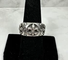 Sterling Silver Wide Fleur de Lis Ring - Vintage - Size 7.5