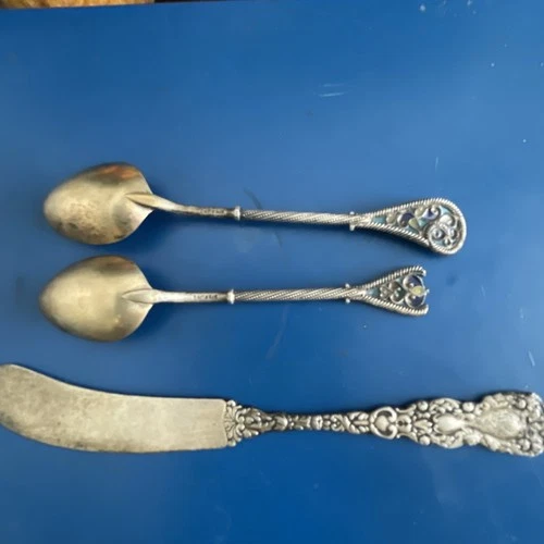 Scrap Sterling Silver Butter Knife And Spoons Approx. 19 Grams