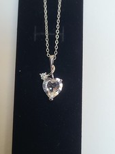 Swarovski Elements Silvertone Everlasting Heart Necklace with Crystals 18" Chain