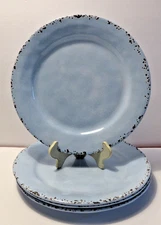 Tommy Bahama Melamine Set of 4 Dinner Plates Sky Blue Rustic Crackle Pattern