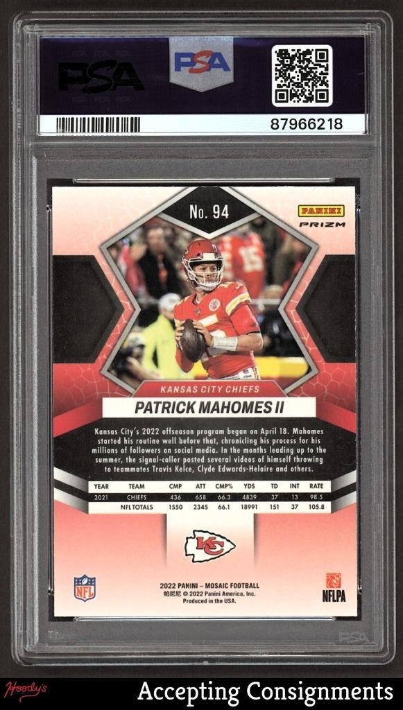 2022 Panini Mosaic Reactive Orange #94 Patrick Mahomes II PSA 10 GEM Chiefs view 2