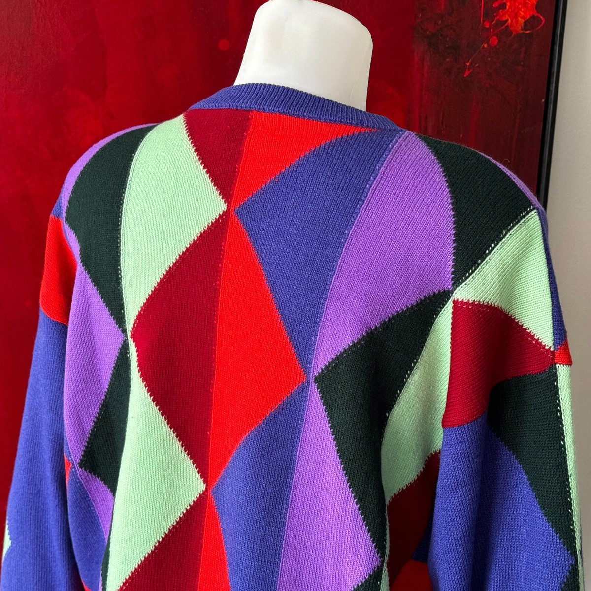 GIANNI VERSACE wool sweater w/ diamond pattern size IT 54
