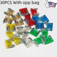 30PCS Micro Blade Fuse Assorted Kit Mixed Low Profile Mini Car Van Auto 5A-30A