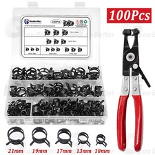 100pcs Spring Hose Clamps Kit With Hose Clamp Pliers Fuel Hose Clamp 10mm-21mm 100pcs Spring Hose Clamps Kit With Hose Clamp Pliers Fuel Hose Clamp 10mm-21mm