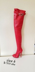 red crotch high boots
