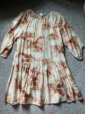 H&M Drop Waist Floral Peach Dress S | eBay