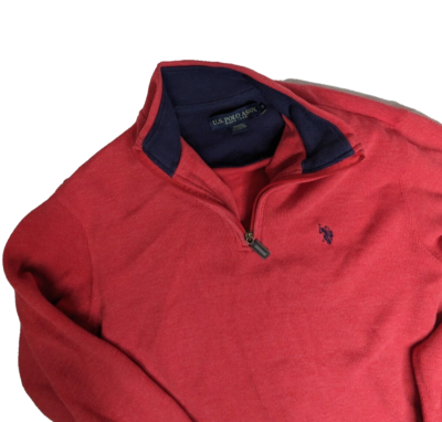US Polo ASSN Sweater Men's Small Red Pullover Sweater Quarter Zip