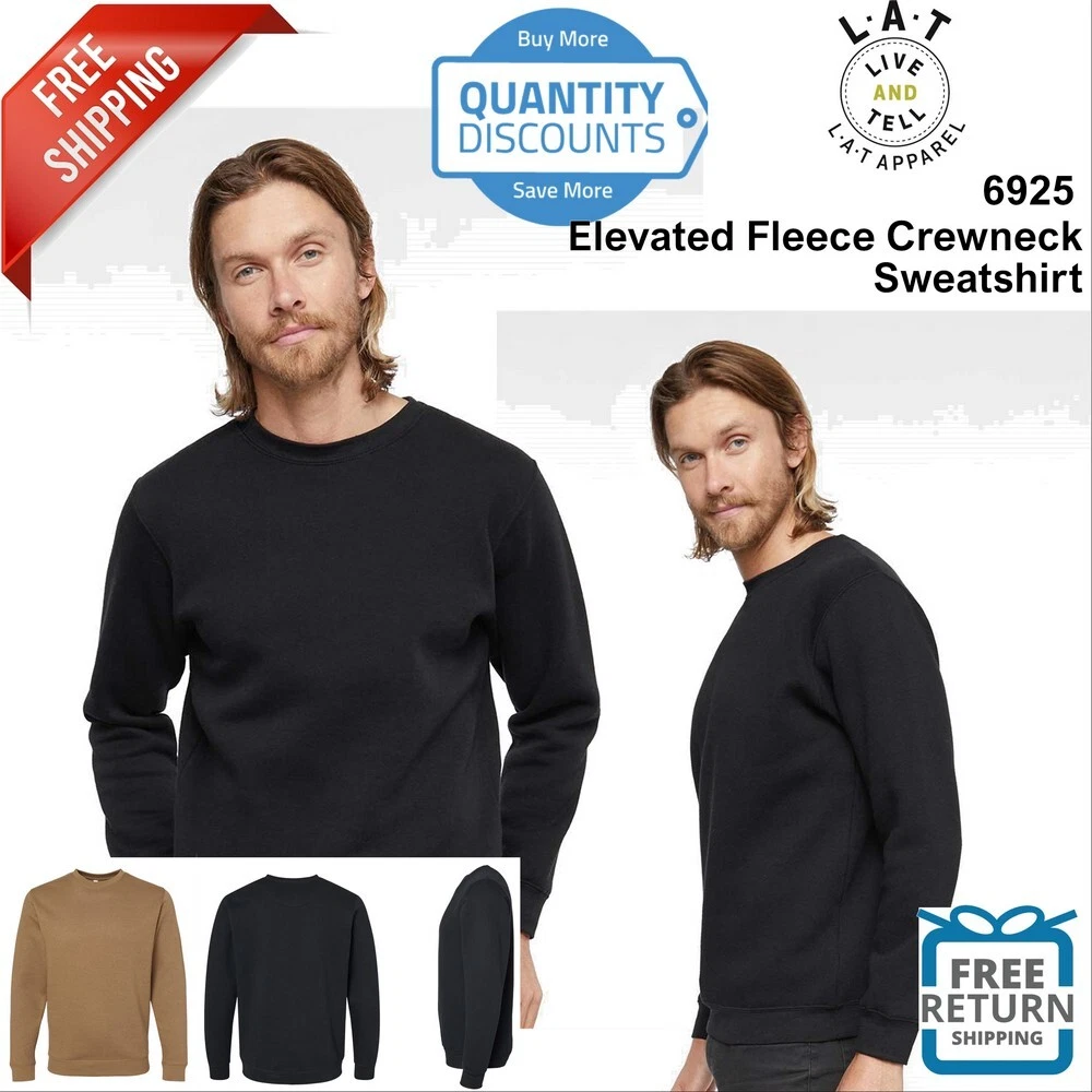 LAT Men Elevated Fleece Blend Sweatshirt Solid Warm High Quality 6925 Up To 3XL
