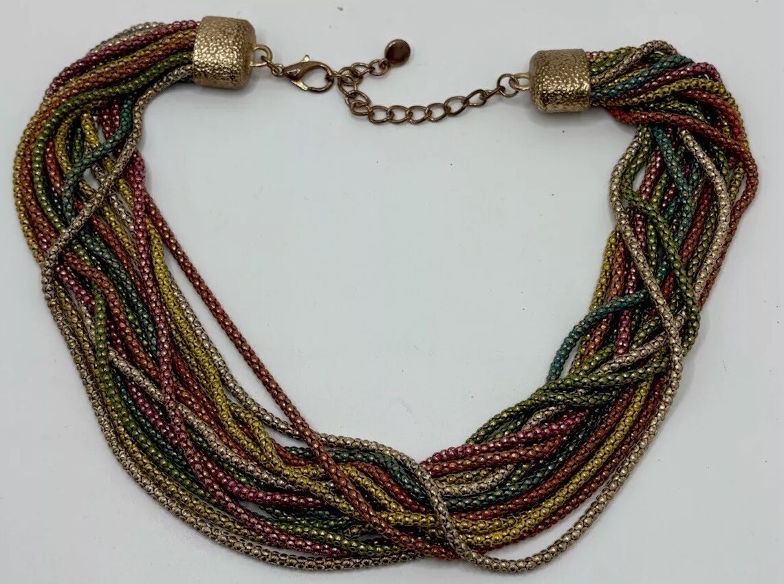 Multicolor Statement Necklace Bold Multi Thick Ch… - image 3