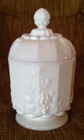 Vintage Westmoreland Paneled Grape White Milk Glass Covered Jar